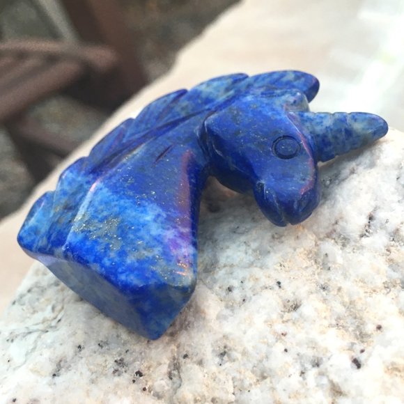Genuine Lapis Lazuli Unicorn Palm Stone Figurine - Picture 16 of 16